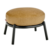 Sgabello rotondo in tessuto oro e base in metallo nero 48x46x37cm Drop - Meme Design
