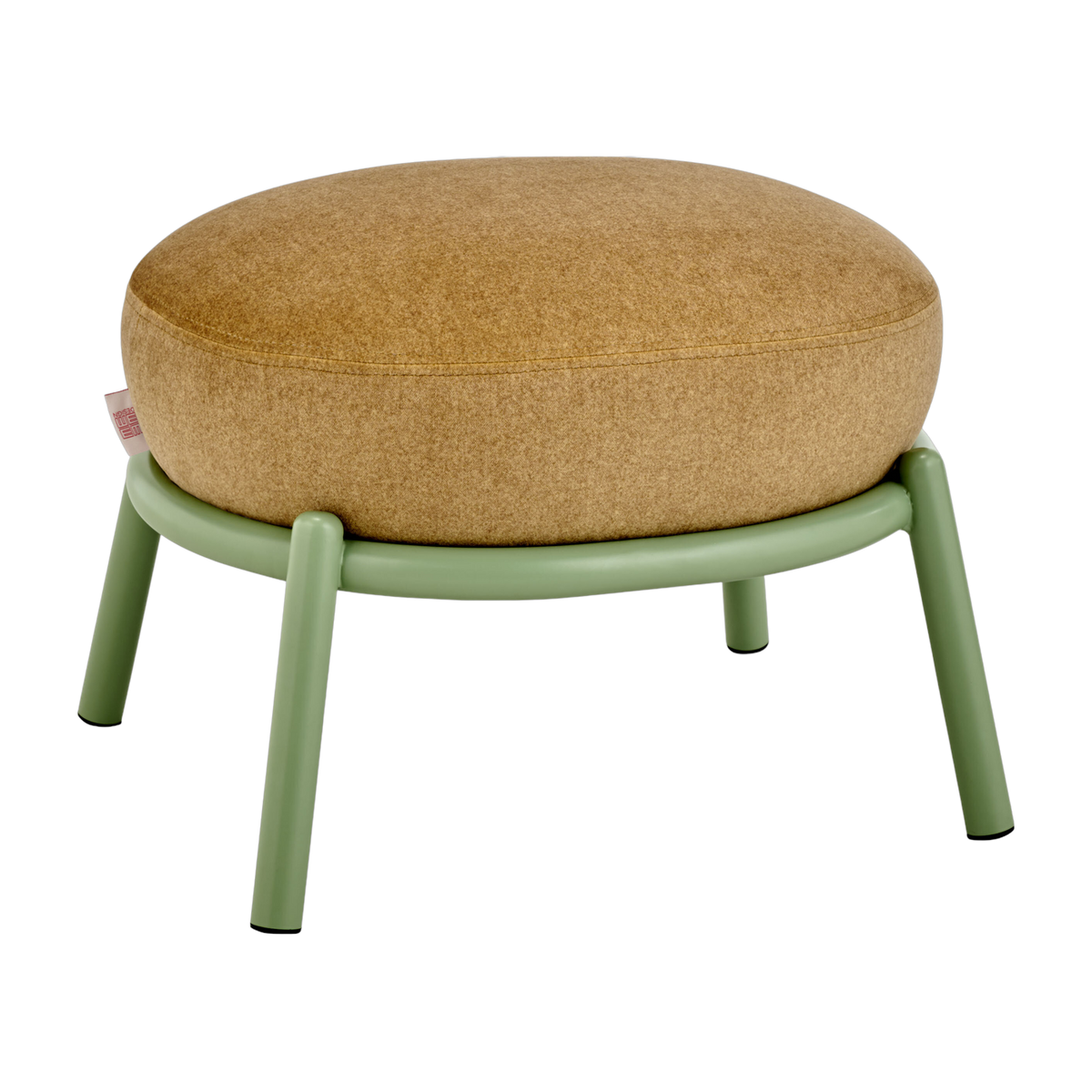 Round stool in gold fabric and olive metal base 48x46x37cm Drop - Meme Design