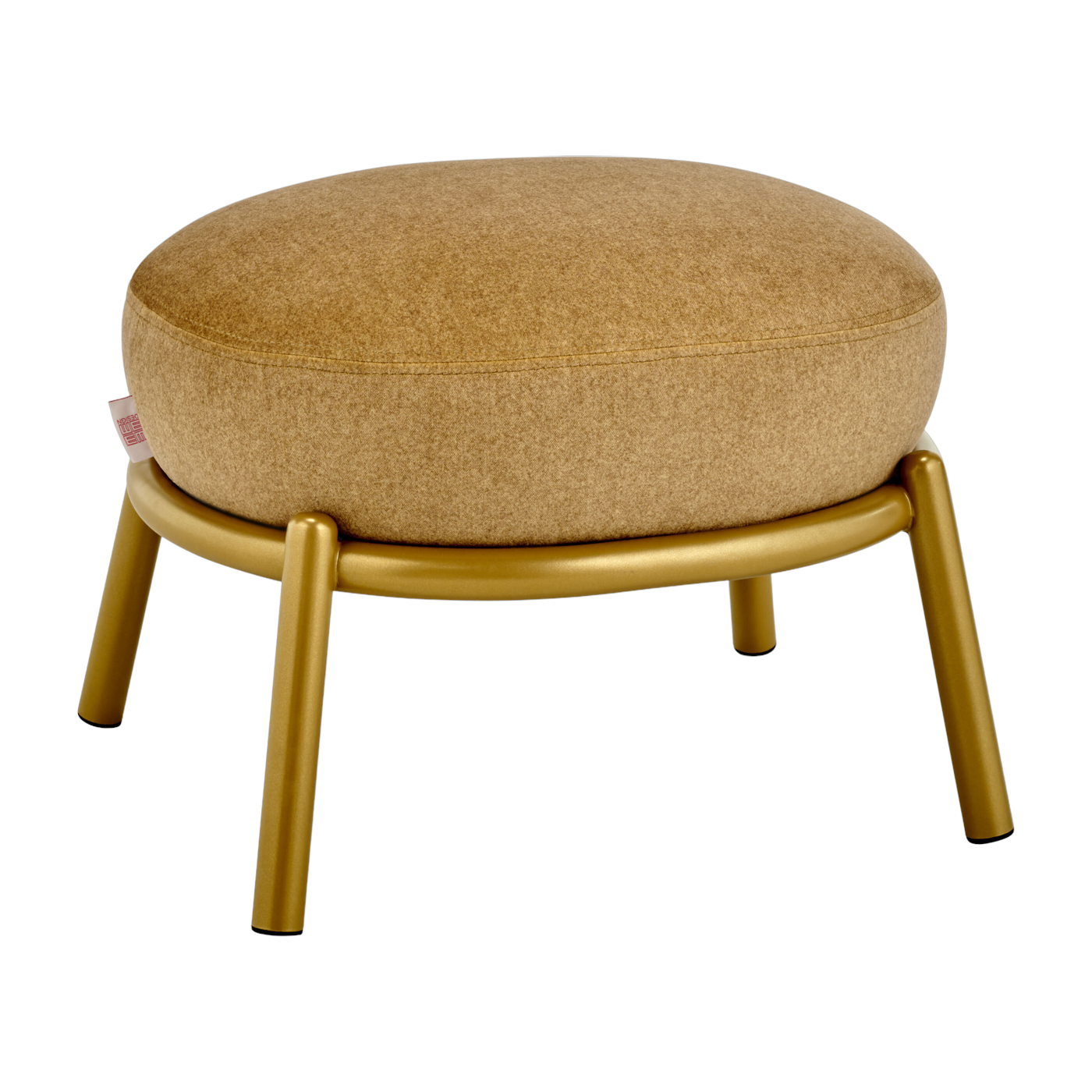 Round stool in gold fabric and gold metal base 48x46x37cm Drop - Meme Design