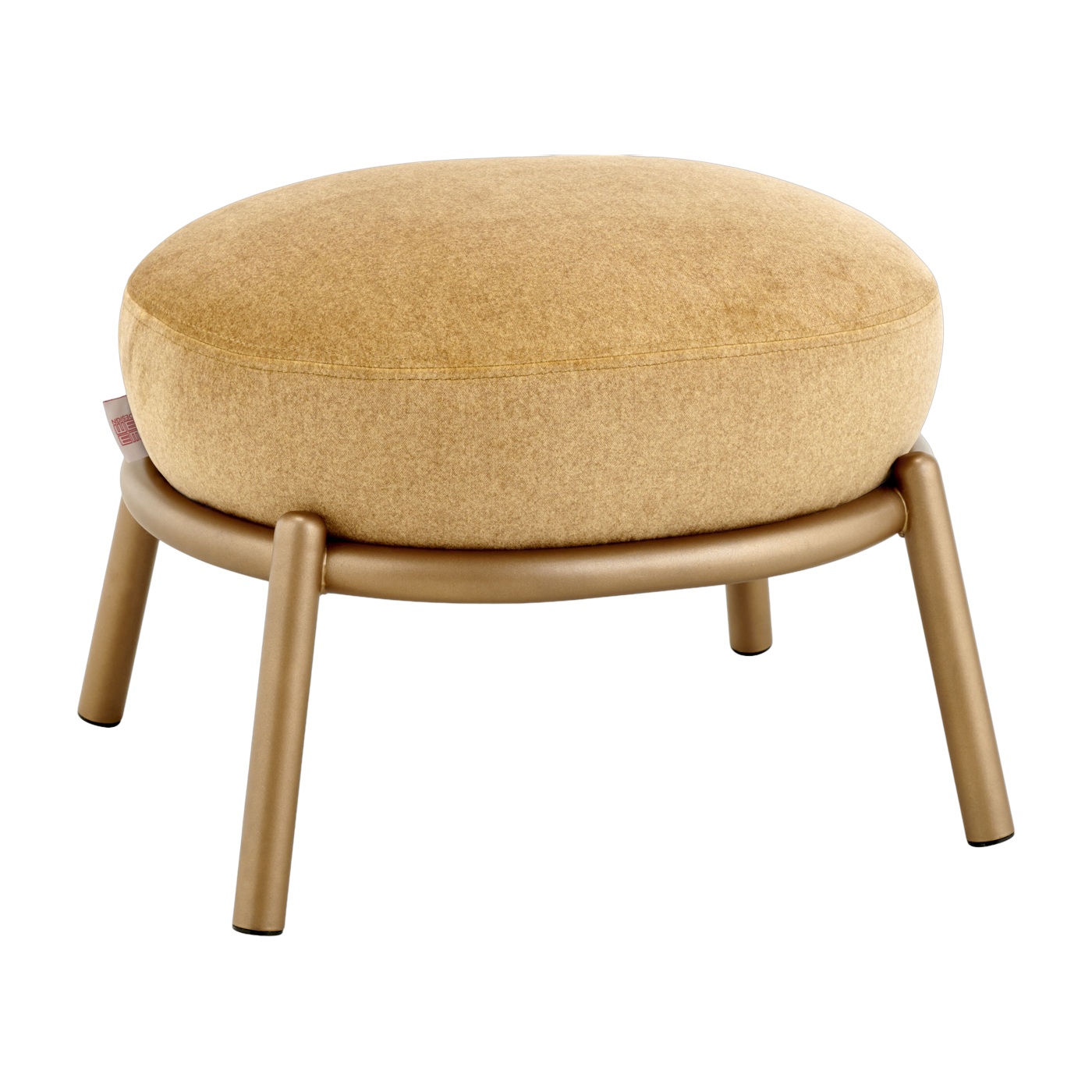Round stool in gold fabric and copper metal base 48x46x37cm Drop - Meme Design