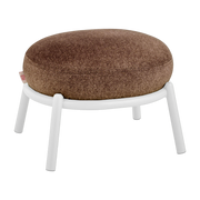 Round stool in brown fabric and white metal base 48x46x37cm Drop - Meme Design
