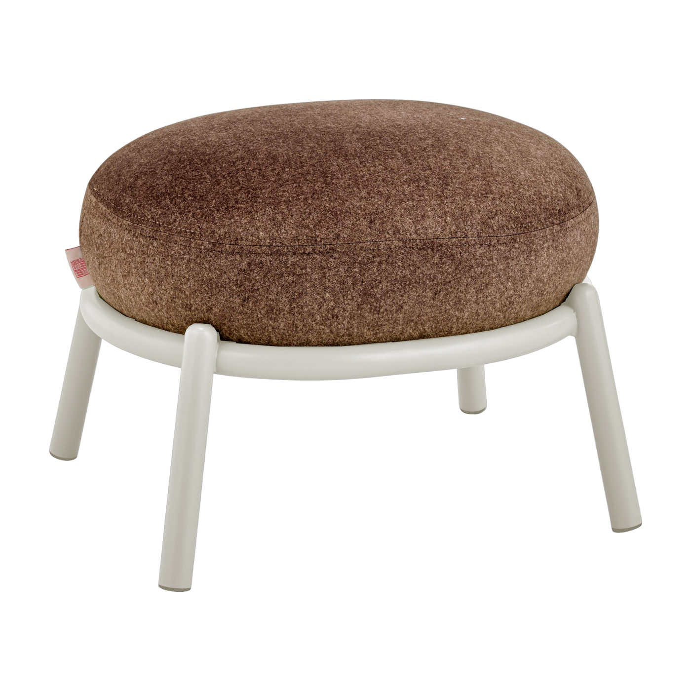Round stool in brown fabric and beige metal base 48x46x37cm Drop - Meme Design