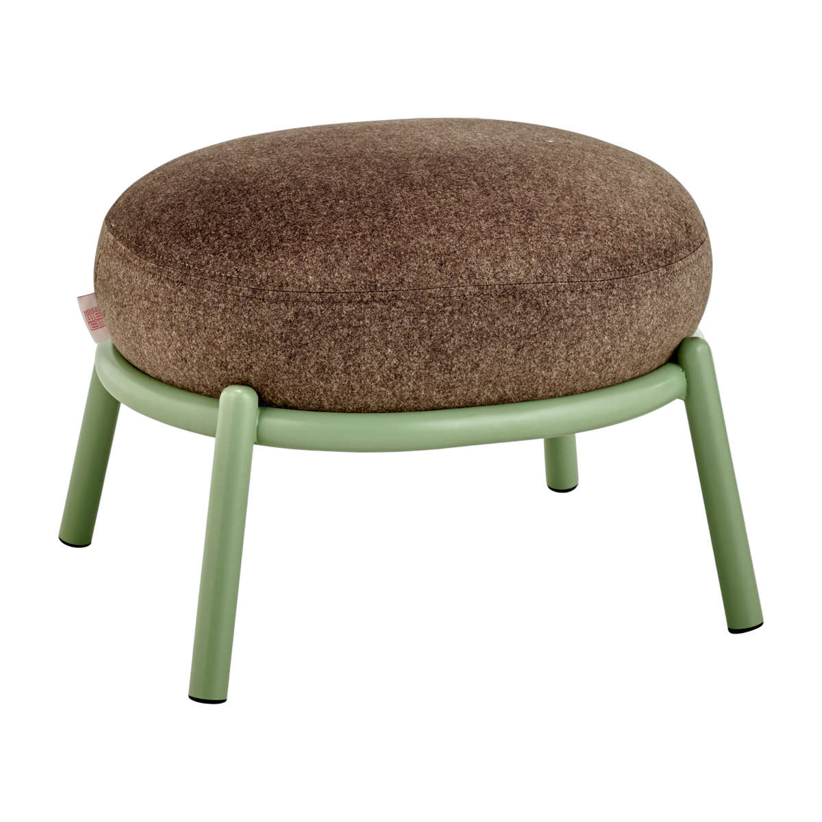 Round stool in brown fabric and olive metal base 48x46x37cm Drop - Meme Design
