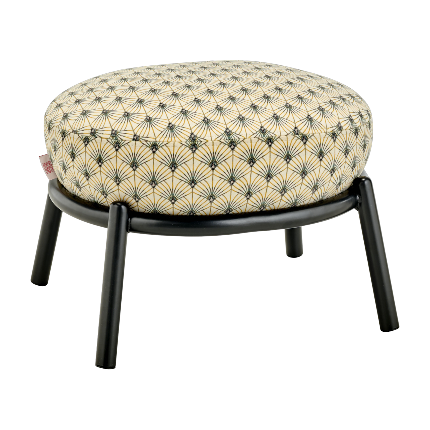 Round stool in patterned fabric and black metal base 48x46x37cm Drop - Meme Design