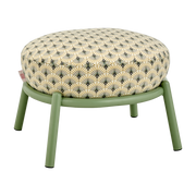 Taburete redondo de tela estampada y base de metal color oliva 48x46x37cm Drop - Meme Design