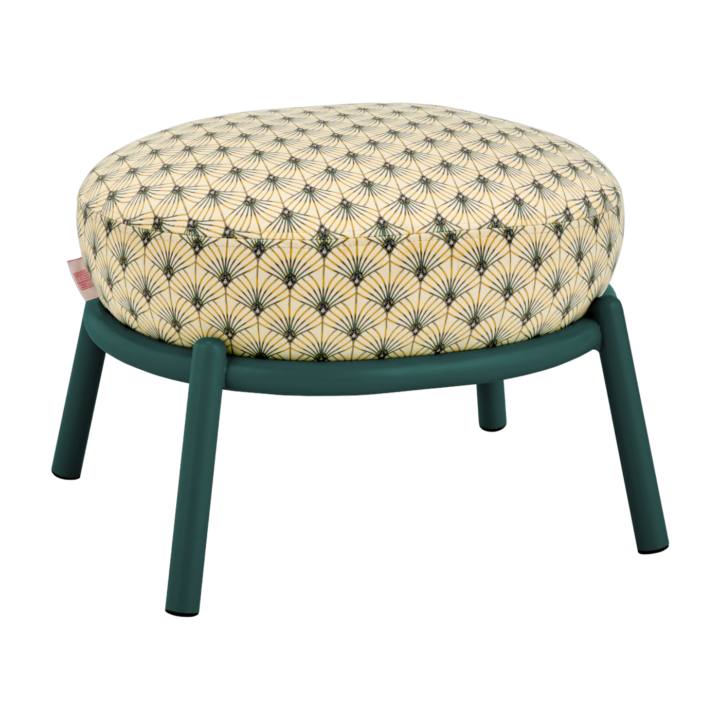 Round stool in patterned fabric and blue metal base 48x46x37cm Drop - Meme Design