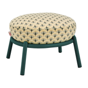 Round stool in patterned fabric and blue metal base 48x46x37cm Drop - Meme Design
