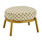 Round stool in patterned fabric and gilded metal base 48x46x37cm Drop - Meme Design