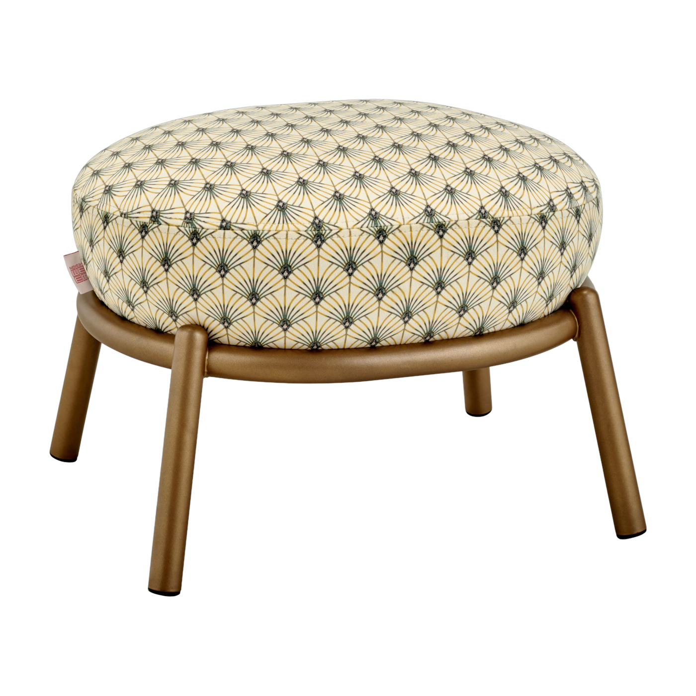 Round stool in patterned fabric and copper-plated metal base 48x46x37cm Drop - Meme Design