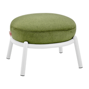 Taburete redondo en tejido oliva y base de metal blanco 48x46x37cm Drop - Meme Design