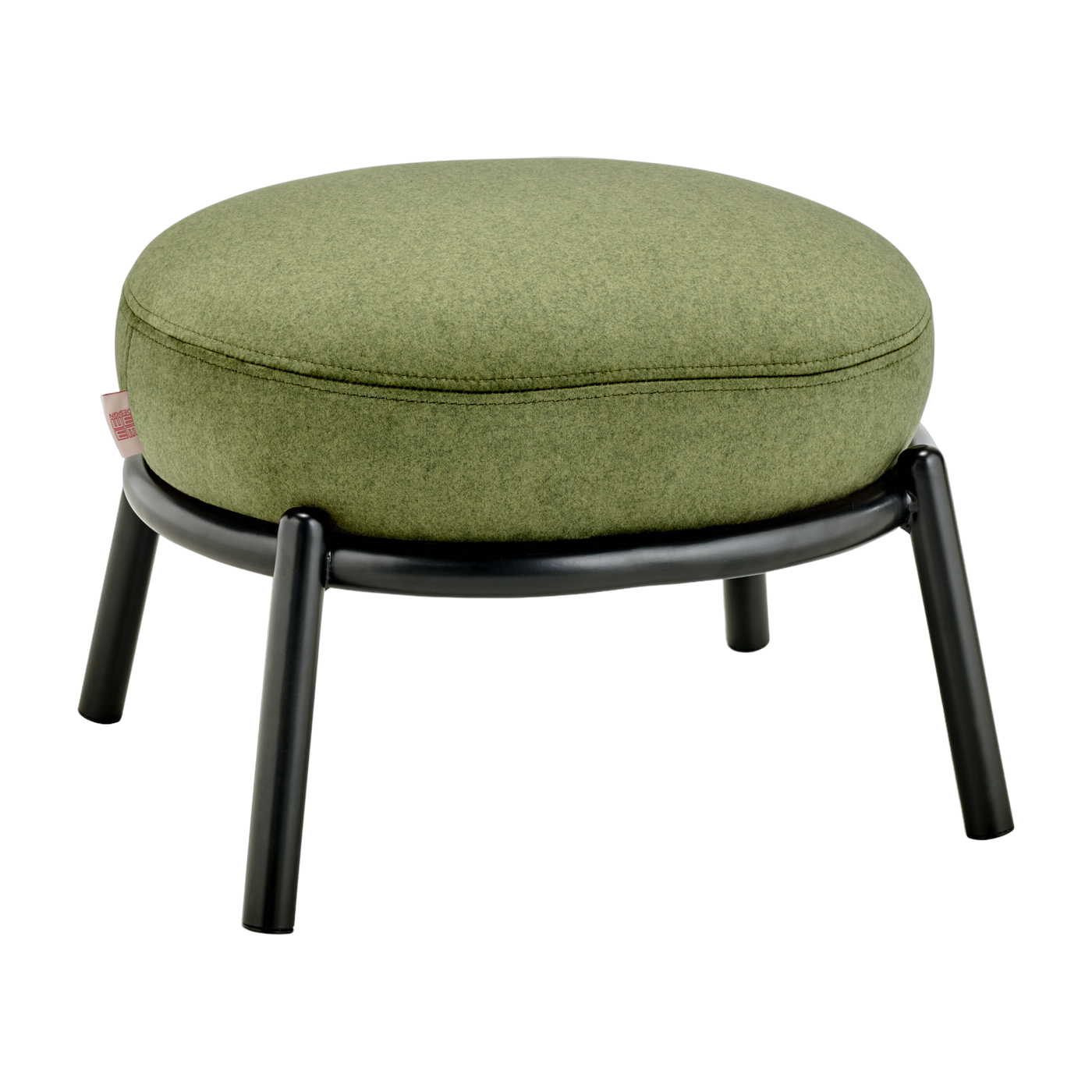 Round stool in olive fabric and black metal base 48x46x37cm Drop - Meme Design