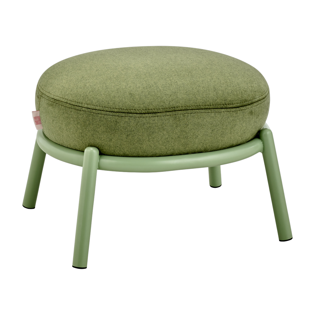 Round stool in olive fabric and olive metal base 48x46x37cm Drop - Meme Design