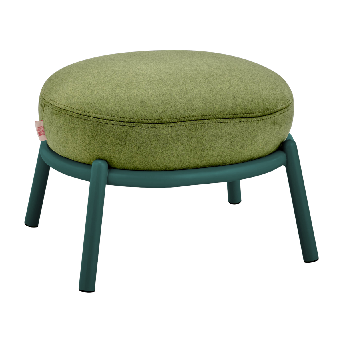 Round stool in olive fabric and blue metal base 48x46x37cm Drop - Meme Design