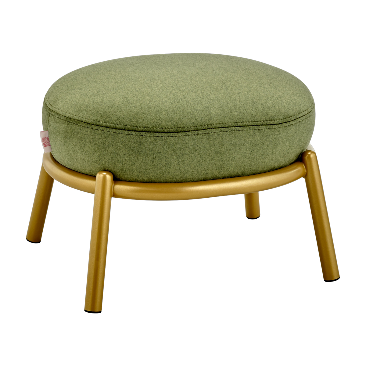 Round stool in olive fabric and gilded metal base 48x46x37cm Drop - Meme Design