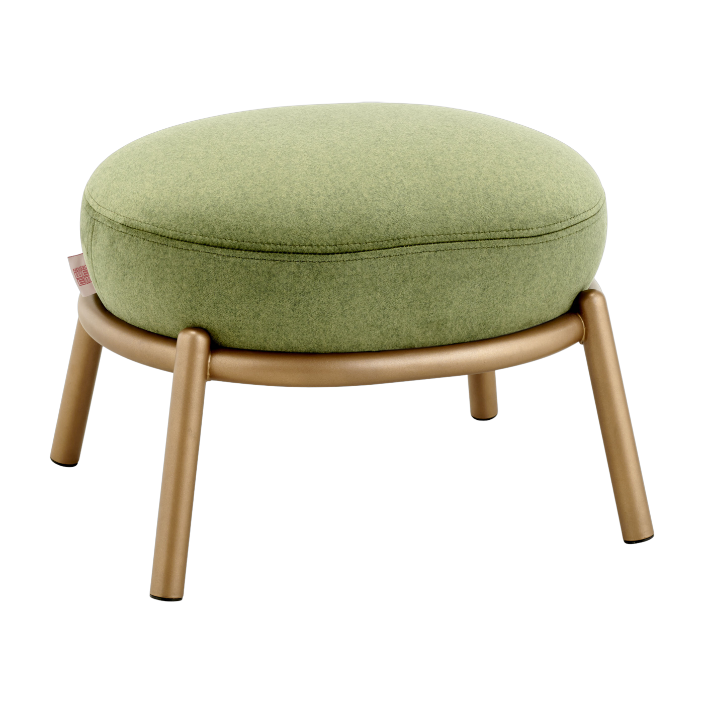 Round stool in olive fabric and copper-plated metal frame 48x46x37cm Drop - Meme Design