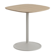 Aluminium dining table with oak top 70x73cm Soft Café - Muuto