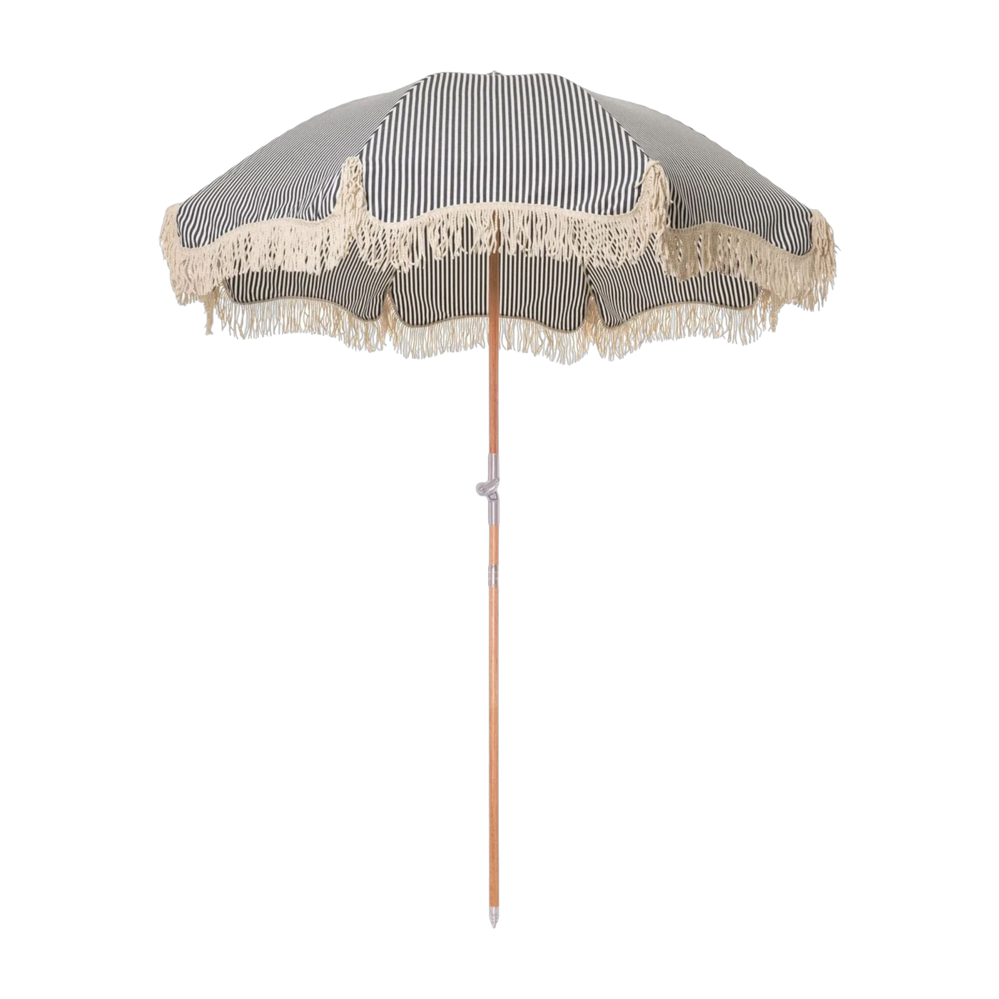 Parasol rond en tissu à rayures bleu marine Laurens Stripe The Premium - Business & Pleasure