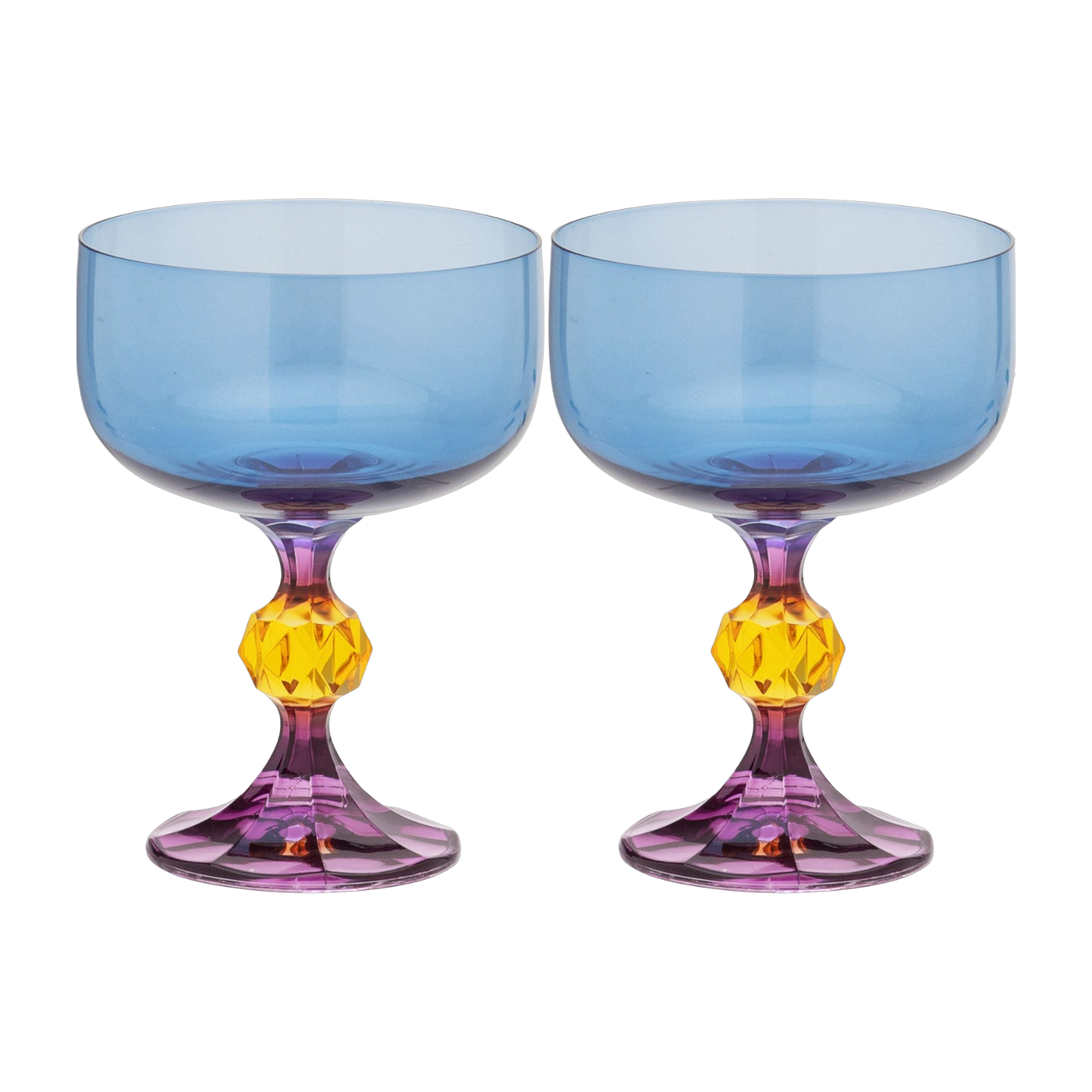 2 violet and yellow crystalline glass cocktail glasses 12. 5 cm Bliss - Anna + Nina