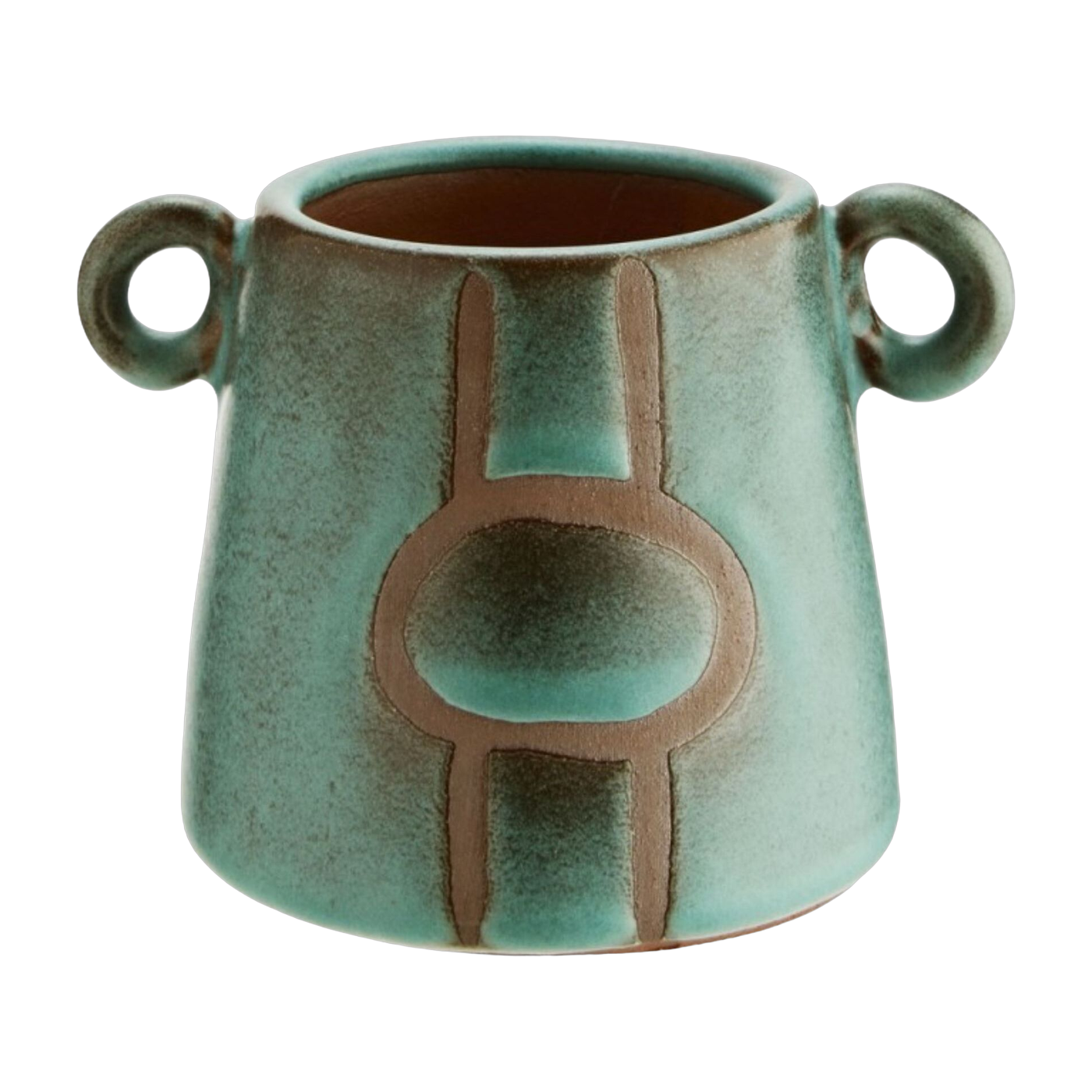 Vase in terracotta stampata verde 14x10, 5 cm - Madam Stoltz