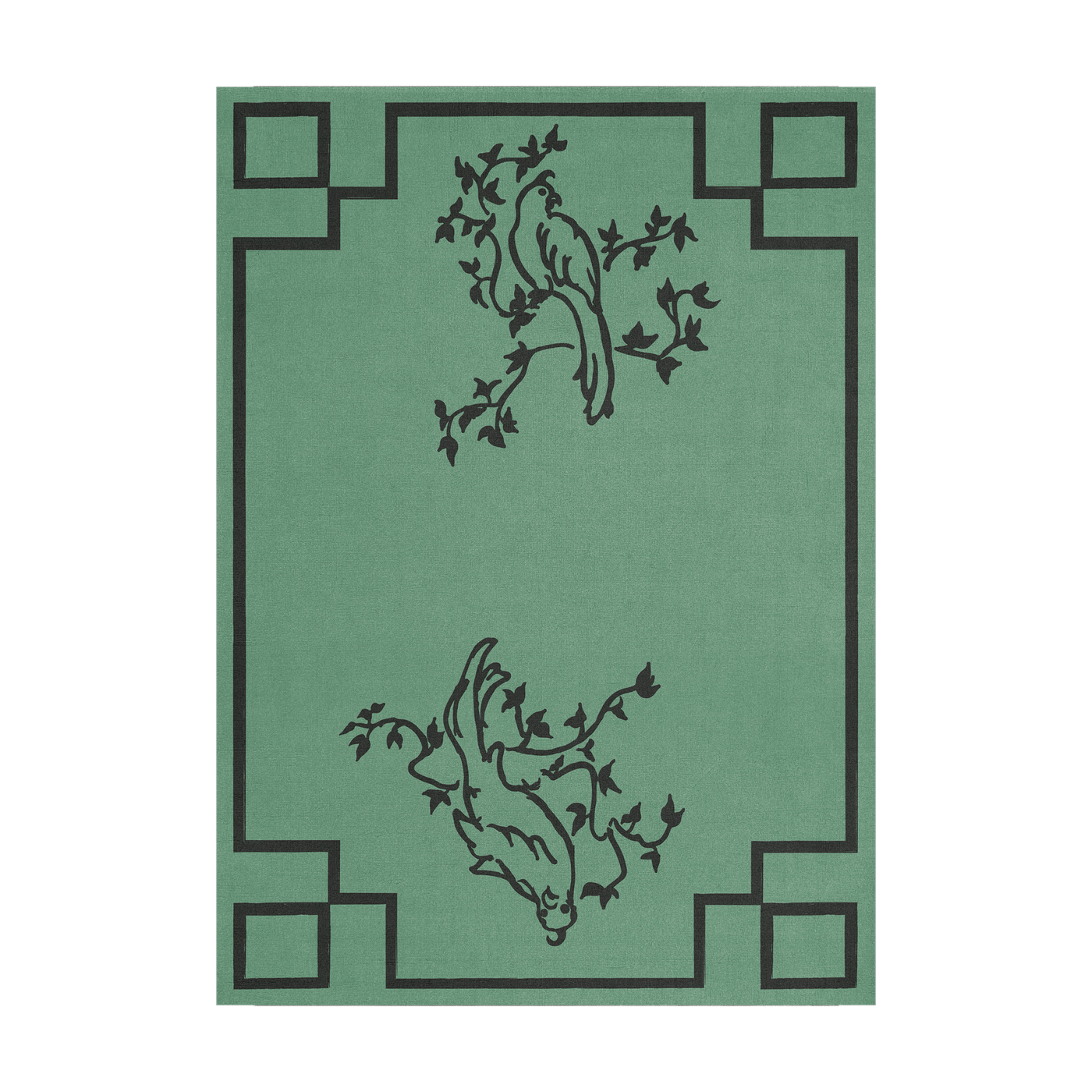 Tapis rectangulaire en laine tufté vert perroquet 180x270cm Chinesoise - Layered