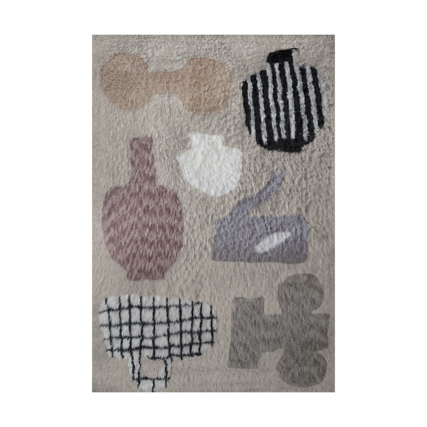 Tapis rectangulaire en laine tufté beige 250x350cm Picnic - Layered