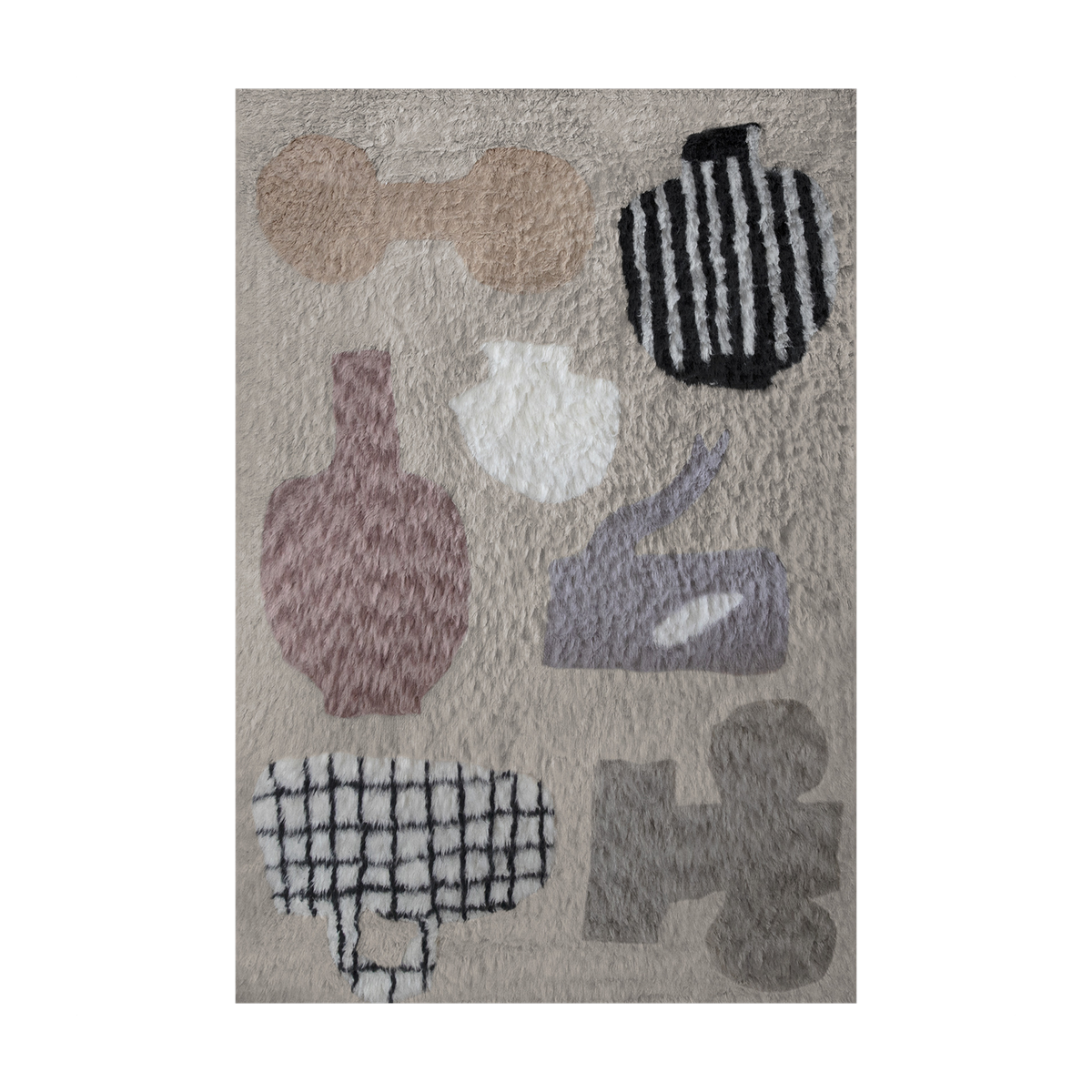 Tapis rectangulaire en laine tufté beige 180x270cm Picnic - Layered