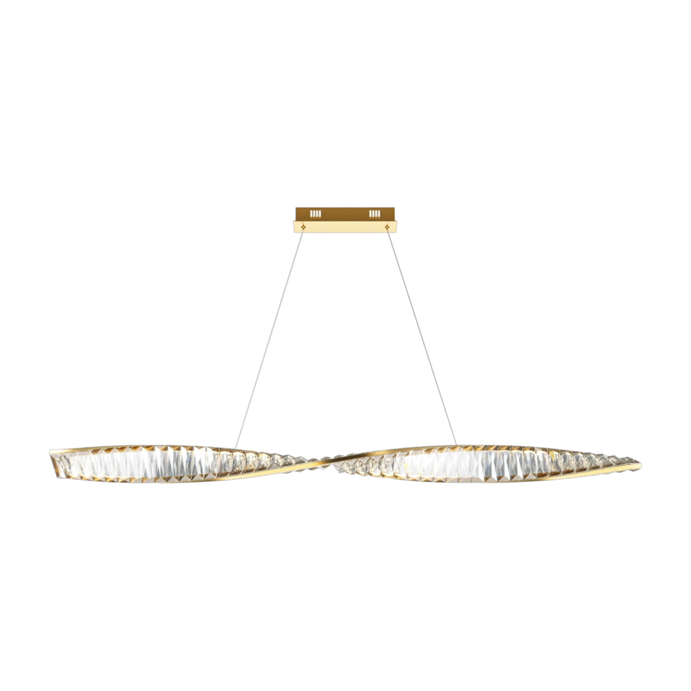 Horizontal spiral suspension lamp in gilded metal and glass 120cm Krone - Maytoni