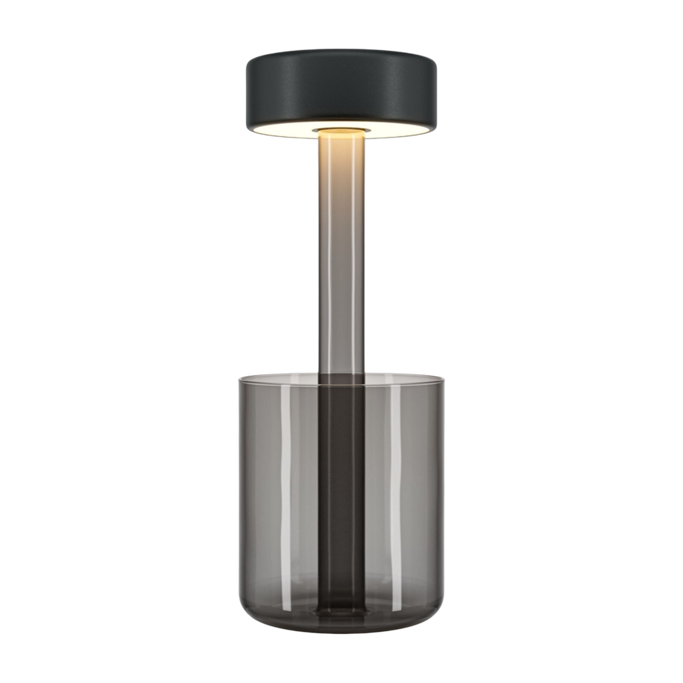 Lampe de table portable en aluminium noir et vase en verre fumé 12x34,8cm AI Collaboration - Maytoni