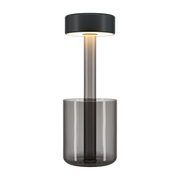 Lampada da tavolo portatile in alluminio nero e vase in vetro fumè 12x34, 8cm AI Collaboration - Maytoni