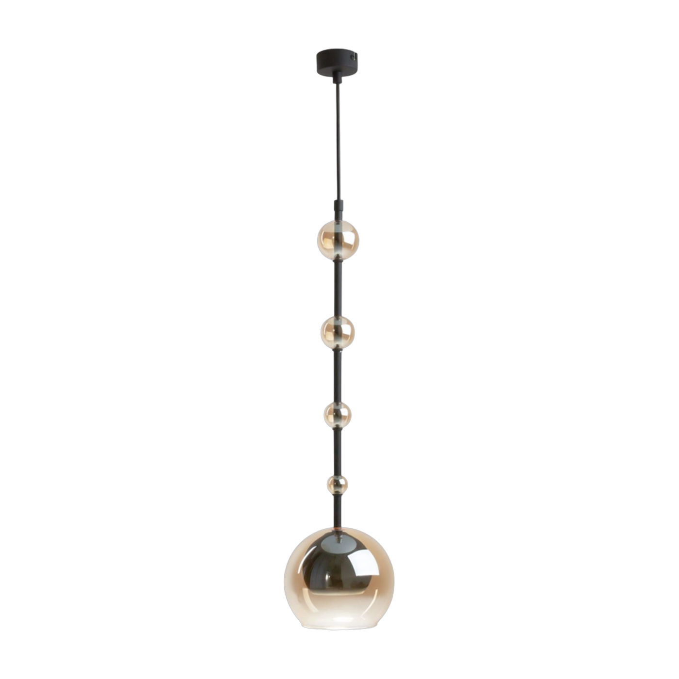 Lámpara colgante de vidrio ahumado y metal negro 12 x 60 cm Ros - Maytoni