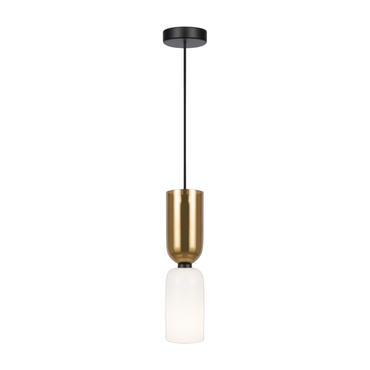 Lámpara colgante de vidrio blanco/dorado y metal negro 8 x 232 cm Memory - Maytoni