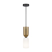 Suspension en verre blanc/doré et métal noir 8x232cm Memory - Maytoni