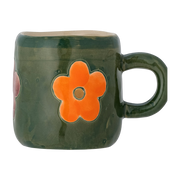 Taza infantil de gres verde con flores Addy - Bloomingville Mini