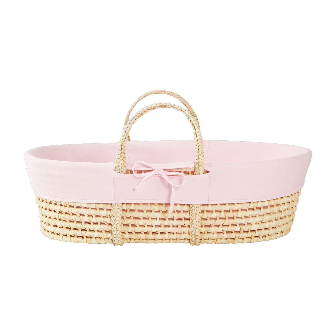 Cesta de fibra natural de Moisés con forro rosa - Happy Moses