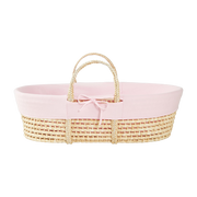 Cesta de fibra natural de Moisés con forro rosa - Happy Moses