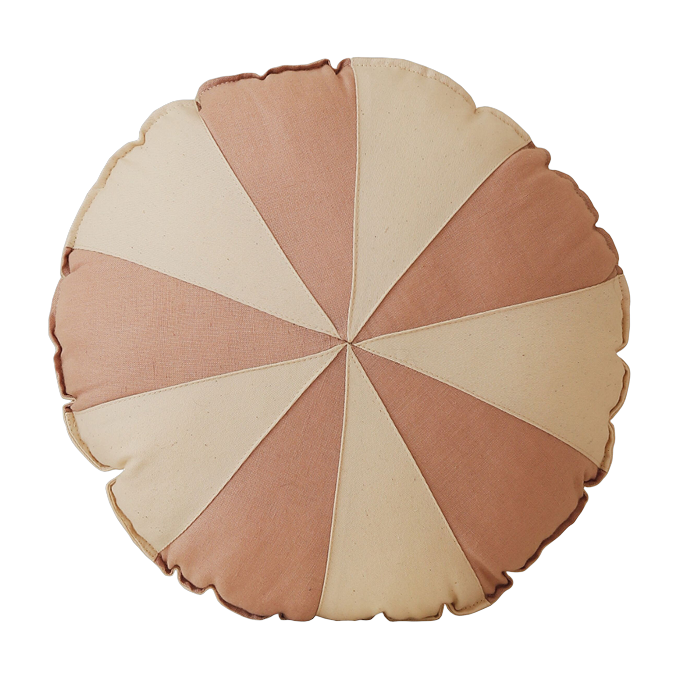 Powder pink patchwork cotton and linen cushion Bonbon - Moi Mili