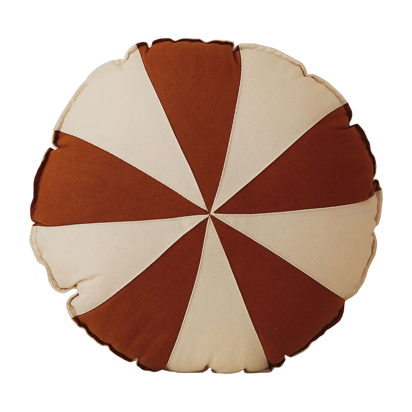 Brown patchwork cotton and linen cushion Bonbon - Moi Mili