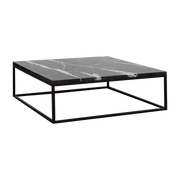 Mesa de centro cuadrada de acero y marbre nero marquina Dione - Un'common