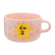 Mug en faïence rose et motif soleil jaune 10x14cm Sunny Side Up - Anna + Nina