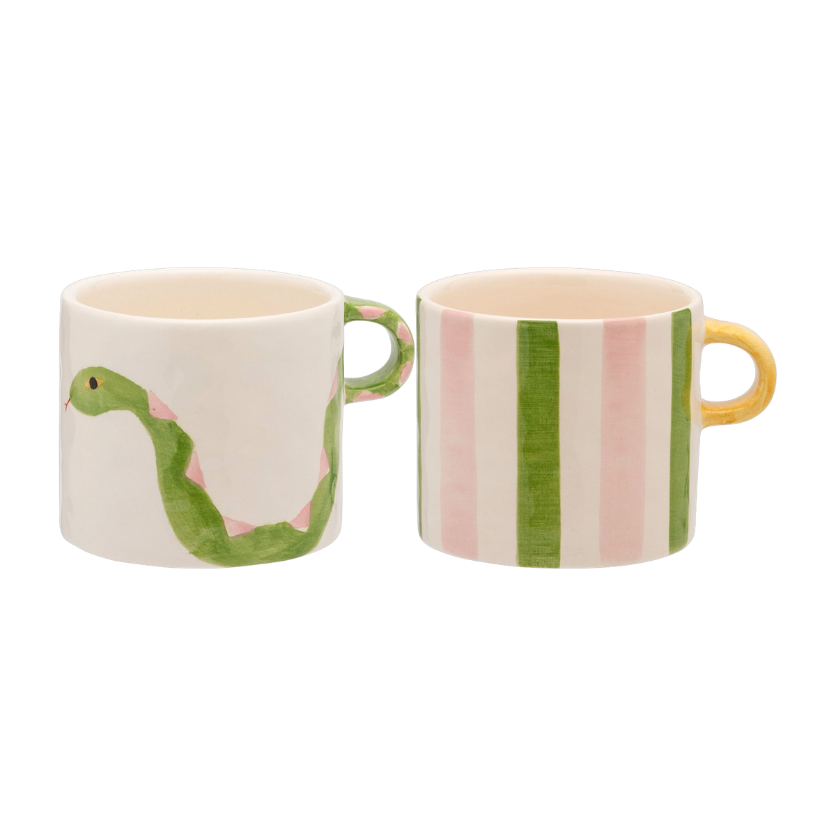 2 Tazas de Cerámica con Motivos Multicolor 13x10cm Serpent & Ribbon - Anna + Nina