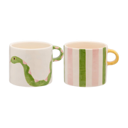 2 Mugs Earthenware Multicolored Pattern 13x10cm Serpent & Ribbon - Anna + Nina