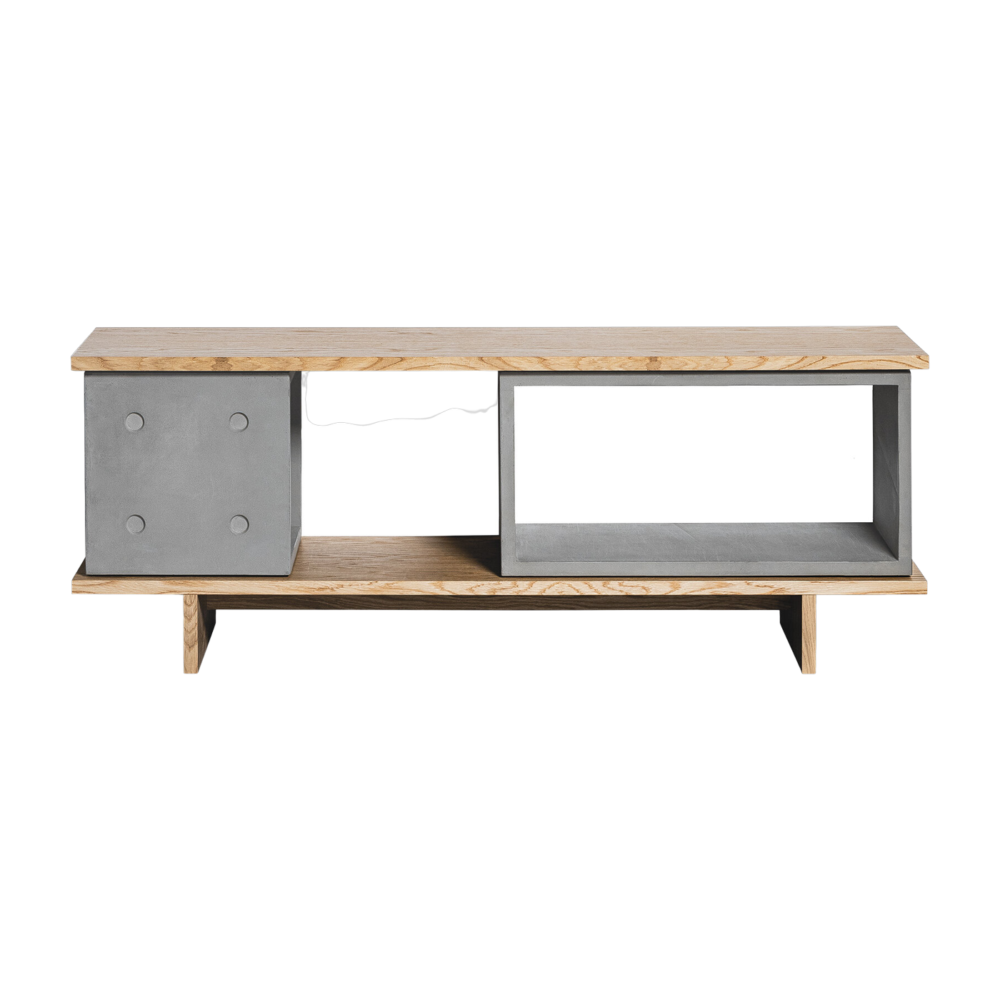 Credenza bassa in cemento e impiallacciatura di rovere 154, 5 cm Dice configurazione 22 - Lyon Béton