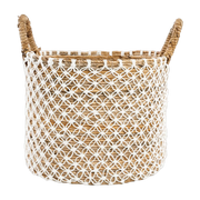 Panier en macramé à points croisés - Blanc naturel - L - Bazar Bizar