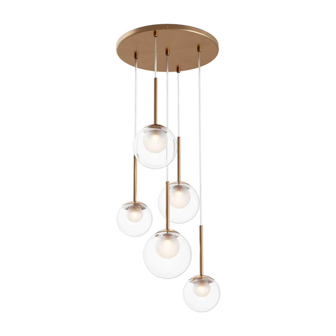 5 lámparas colgantes globes de cristal y metal dorado 58cm Basic form - Maytoni