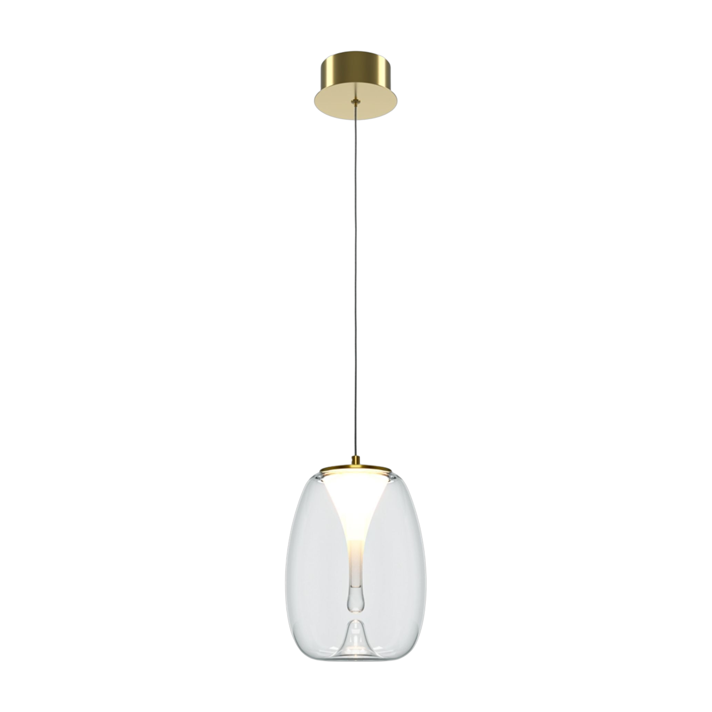 Pendelleuchte aus transparentem Glas und goldfarbenem Aluminium 20cm. Splash - Maytoni