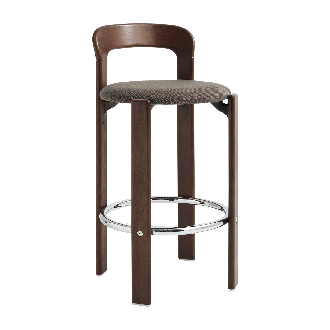 Chaise de bar en hêtre laqué et en textile marron 65cm Rey - Hay