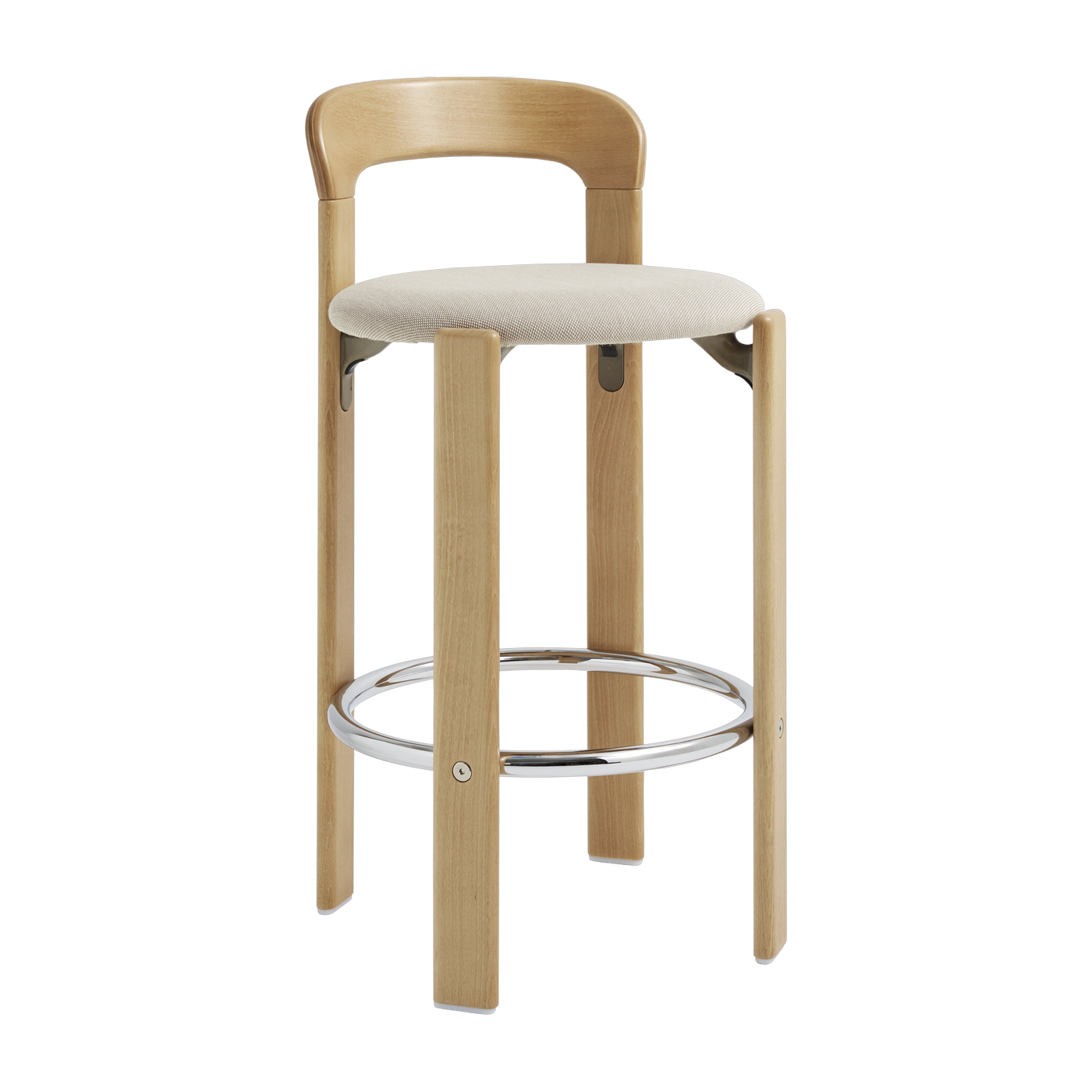 Chaise de bar en hêtre laqué et en textile doré 65cm Rey - Hay