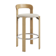 Chaise de bar en hêtre laqué et en textile doré 65cm Rey - Hay