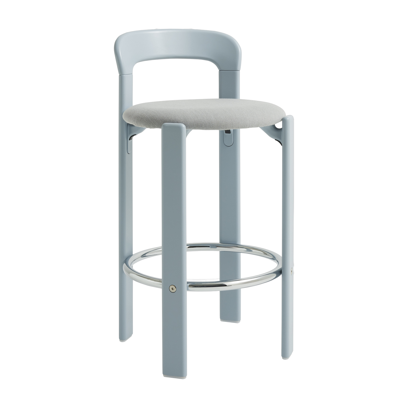 Chaise de bar en hêtre laqué et en textile bleu ardoise 65cm Rey - Hay
