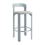 Chaise de bar en hêtre laqué et en textile bleu ardoise 65cm Rey - Hay